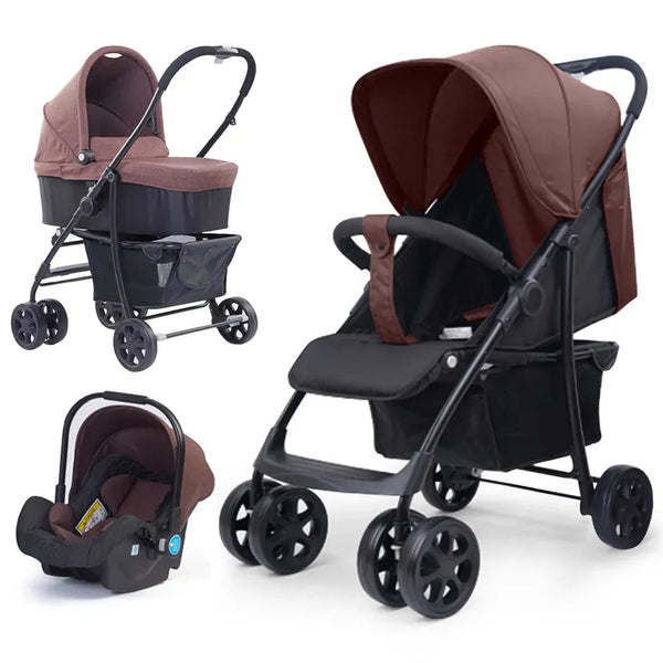HKM-415763 3 in 1 Foldable Baby Stroller with Removable Car Seat and Baby Pushchair Carriage