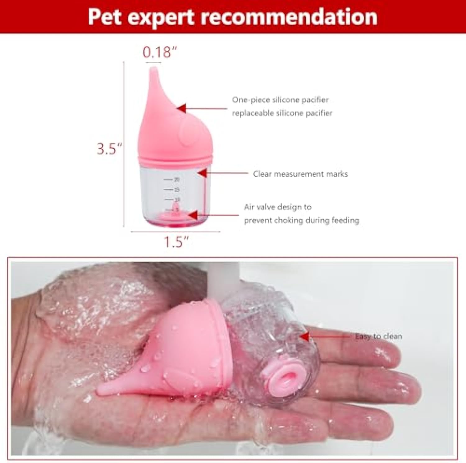 HKM-4158269 Soft Silicone Pet Nursing Bottle for Kittens and Puppies - Anti-Choking Design, Accurate Measurement Marks, Multiple Sizes