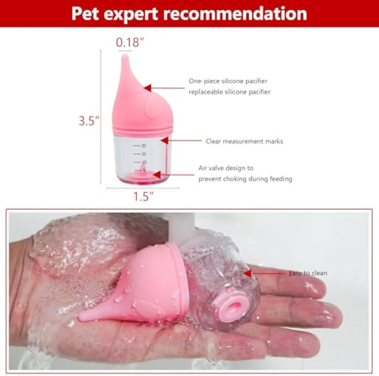 HKM-4158269 Soft Silicone Pet Nursing Bottle for Kittens and Puppies - Anti-Choking Design, Accurate Measurement Marks, Multiple Sizes