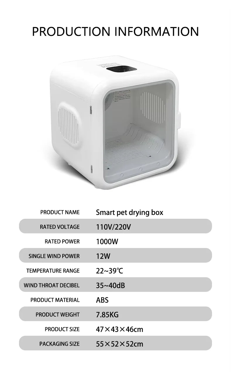 HKM-415827 Automatic Pet Drying Chamber for Dogs and Cats - Eco-Friendly ABS Material Hair Dryer