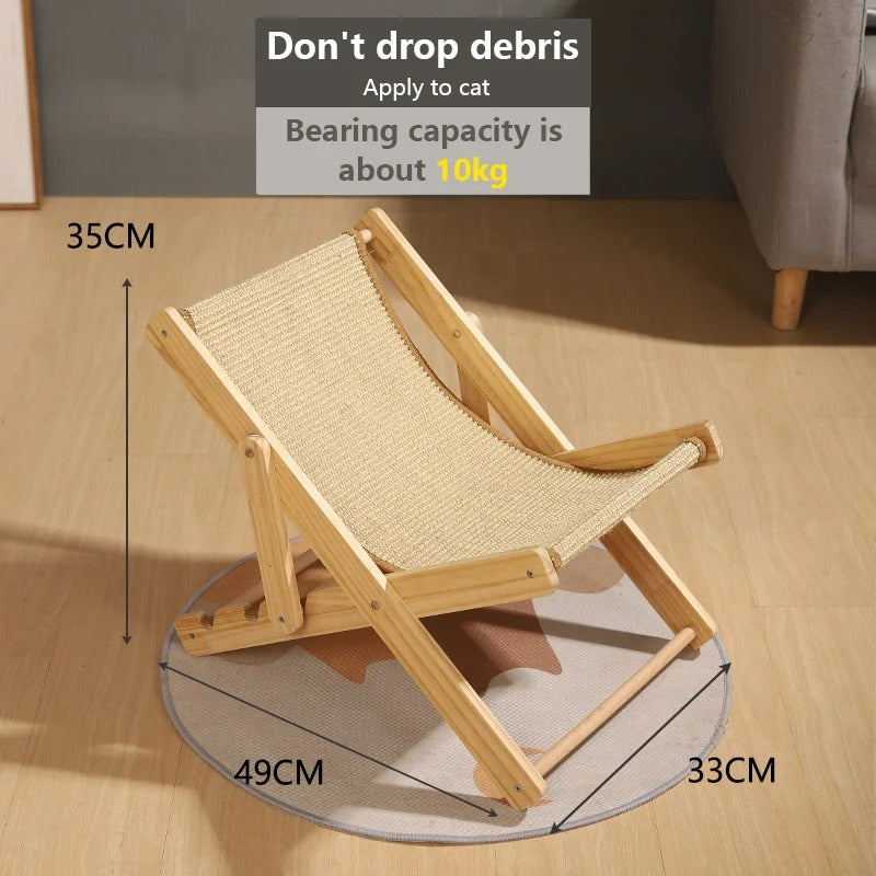 HKM-4158397 Solid Wood Cat Climbing Frame Recliner in Canvas and Sisal Styles
