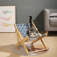 HKM-4158397 Solid Wood Cat Climbing Frame Recliner in Canvas and Sisal Styles
