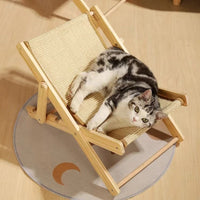 HKM-4158397 Solid Wood Cat Climbing Frame Recliner in Canvas and Sisal Styles
