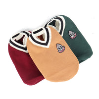 HKM-4159165 Knitted Cotton V-Neck Vest for Pets - Autumn Winter in Green, Wine Red, Khaki