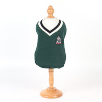 HKM-4159165 Knitted Cotton V-Neck Vest for Pets - Autumn Winter in Green, Wine Red, Khaki