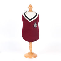 HKM-4159165 Knitted Cotton V-Neck Vest for Pets - Autumn Winter in Green, Wine Red, Khaki