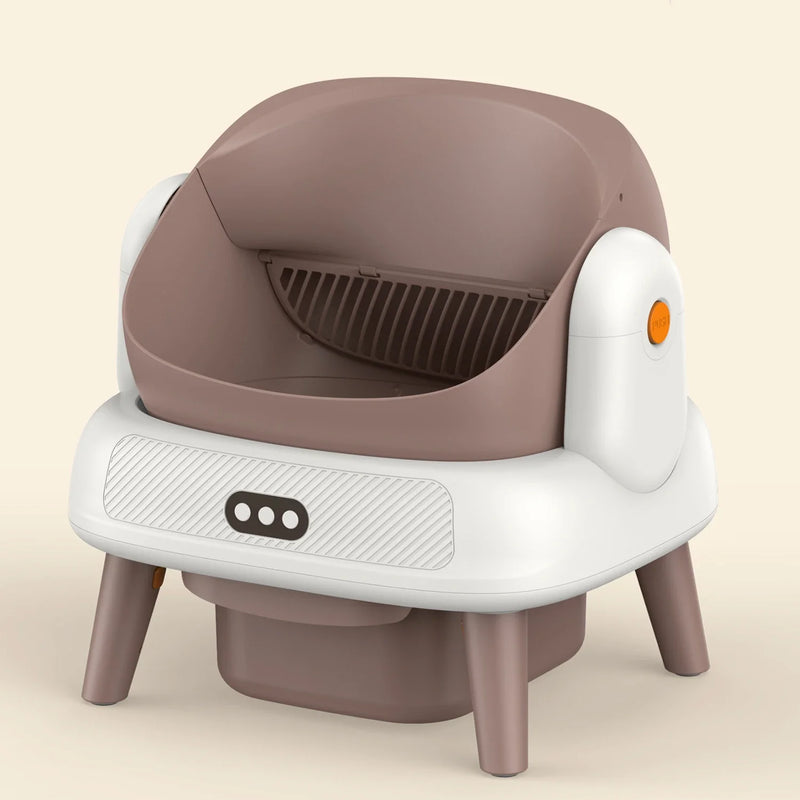 HKM-416019 Automatic Cat Litter Box with Large Capacity - Easy Clean Stainless Steel and Plastic Design