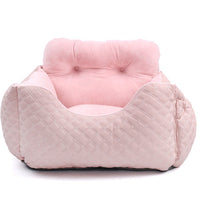 HKM-4160829 Portable Pet Dog Car Kennel with Cushion - Available in Gray, Pink, and Brown