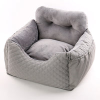 HKM-4160829 Portable Pet Dog Car Kennel with Cushion - Available in Gray, Pink, and Brown