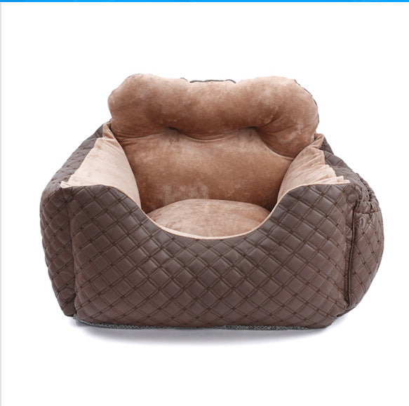 HKM-4160829 Portable Pet Dog Car Kennel with Cushion - Available in Gray, Pink, and Brown