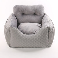 HKM-4160829 Portable Pet Dog Car Kennel with Cushion - Available in Gray, Pink, and Brown