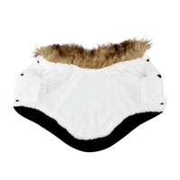 HKM-4160957 Faux Fur Collar Double-Pocket PU Leather Coat for Dogs - Available in Wine Red and Black
