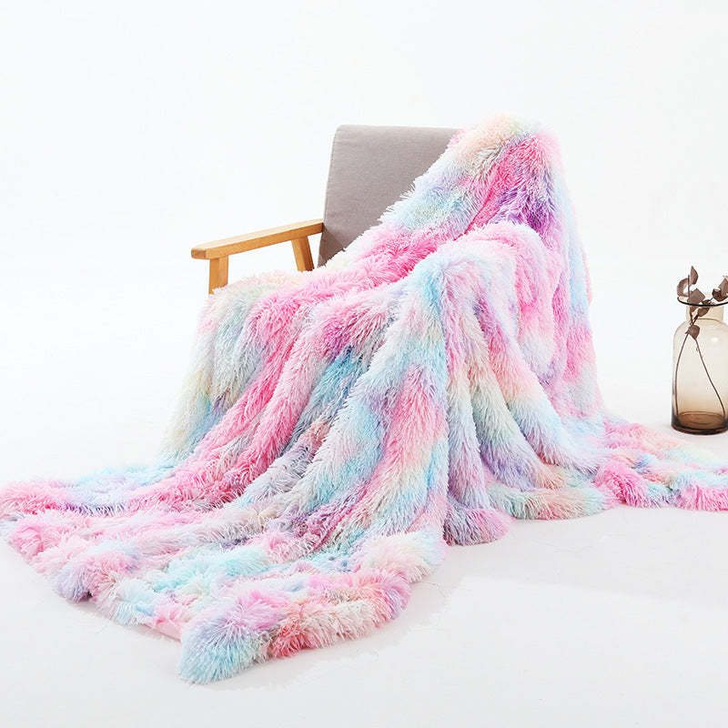 HKM-416147 Rainbow Tie-Dye Double Layer Blanket in Various Sizes and Colors