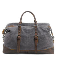 HKM-416147 Vintage Canvas Duffel Bag for Men - Large Tote Luggage, 54cm x 23cm x 42cm, Cowhide Accents