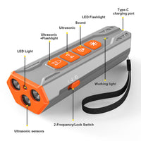 HKM-4162237 Three-Head Ultrasonic Dog Trainer - Adjustable Sensitivity, Durable ABS Material, Available in Gray/Orange or Black/Orange