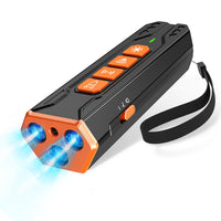 HKM-4162237 Three-Head Ultrasonic Dog Trainer - Adjustable Sensitivity, Durable ABS Material, Available in Gray/Orange or Black/Orange