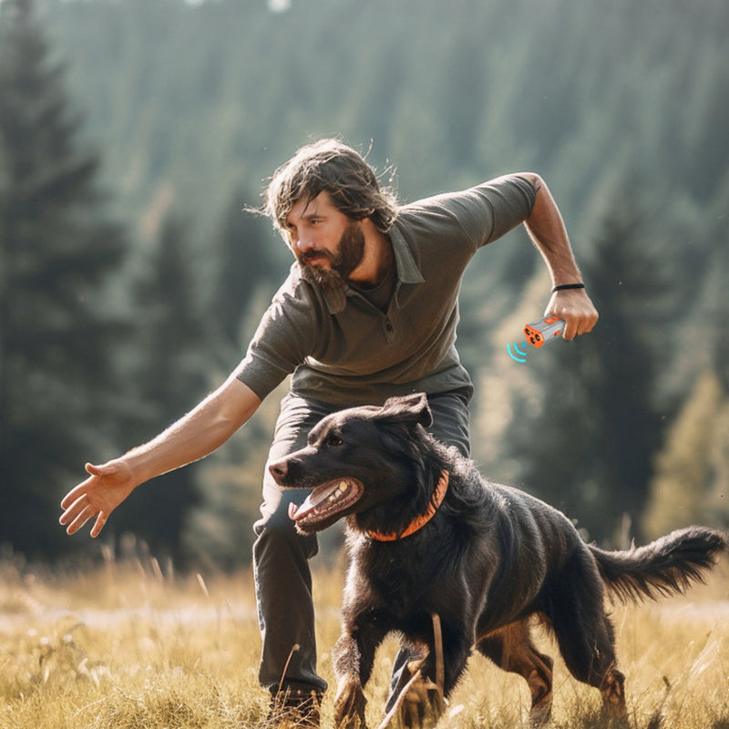 HKM-4162237 Three-Head Ultrasonic Dog Trainer - Adjustable Sensitivity, Durable ABS Material, Available in Gray/Orange or Black/Orange