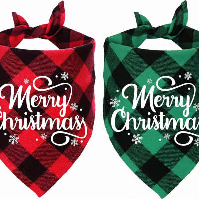 HKM-4162365 Plaid Christmas Triangular Pet Scarf in Various Holiday Designs