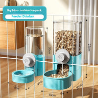 HKM-4162621 Automatic Pet Feeder and Water Bowl Set - Hanging Stainless Steel Design - 520ml & 1200ml Options in Gray and Blue