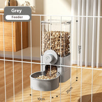HKM-4162621 Automatic Pet Feeder and Water Bowl Set - Hanging Stainless Steel Design - 520ml & 1200ml Options in Gray and Blue