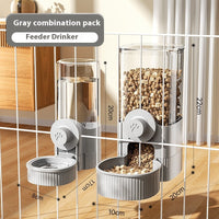 HKM-4162621 Automatic Pet Feeder and Water Bowl Set - Hanging Stainless Steel Design - 520ml & 1200ml Options in Gray and Blue