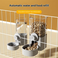 HKM-4162621 Automatic Pet Feeder and Water Bowl Set - Hanging Stainless Steel Design - 520ml & 1200ml Options in Gray and Blue