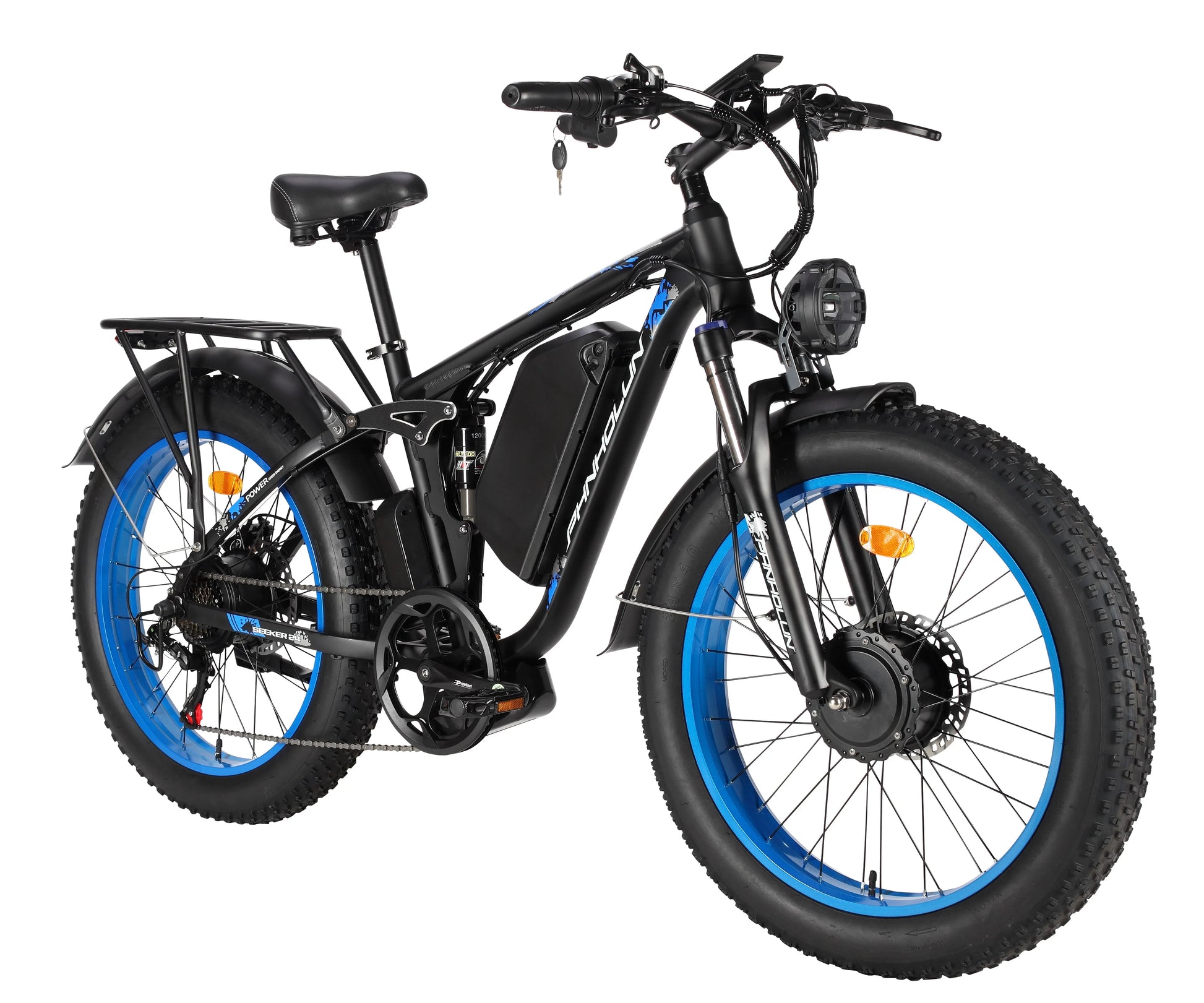 HKM-416275 Electric Mountain Bike 24" Fat Tire Dual Motor 52V 3000W Off Road E-Bike with Hydraulic Brakes