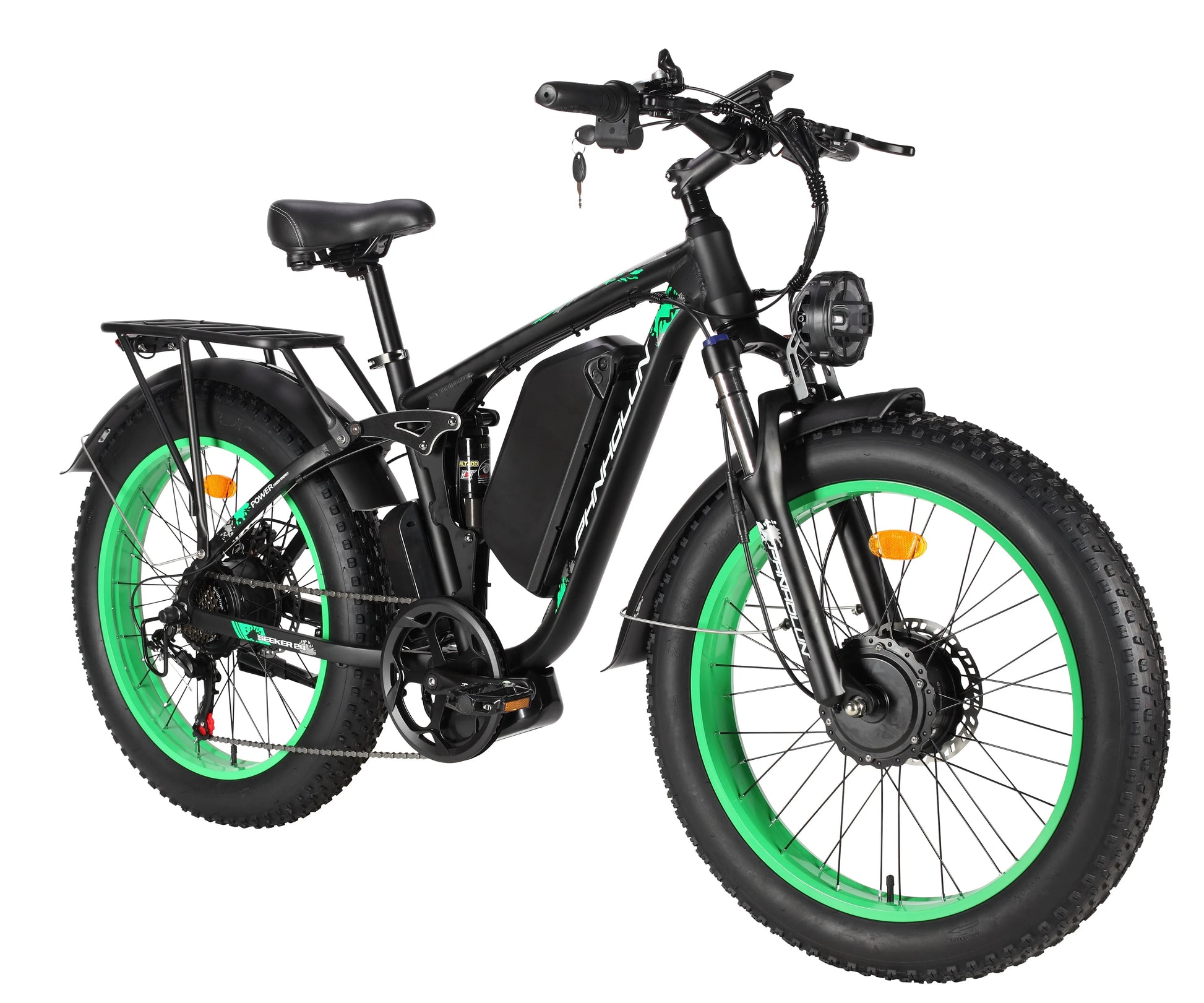 HKM-416275 Electric Mountain Bike 24" Fat Tire Dual Motor 52V 3000W Off Road E-Bike with Hydraulic Brakes