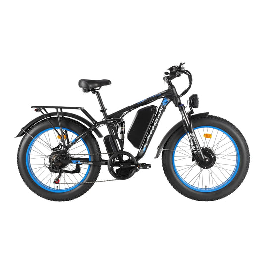 HKM-416275 Electric Mountain Bike 24" Fat Tire Dual Motor 52V 3000W Off Road E-Bike with Hydraulic Brakes