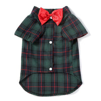 HKM-4163133 Elegant Plaid Dog Shirt for Small and Medium-Sized Dogs with Bow Tie Options