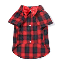 HKM-4163133 Elegant Plaid Dog Shirt for Small and Medium-Sized Dogs with Bow Tie Options