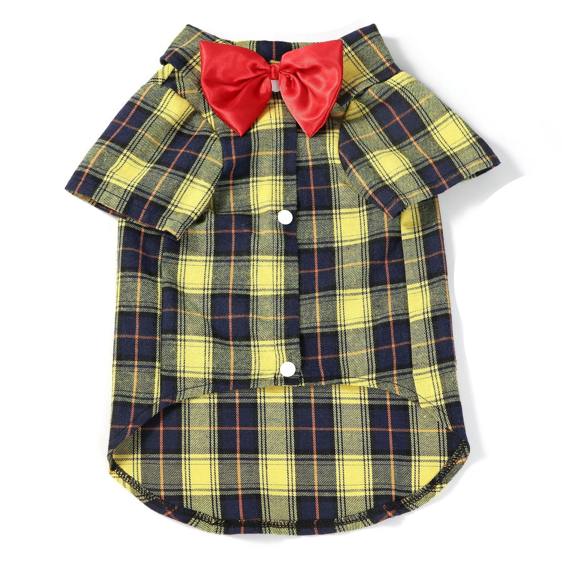 HKM-4163133 Elegant Plaid Dog Shirt for Small and Medium-Sized Dogs with Bow Tie Options