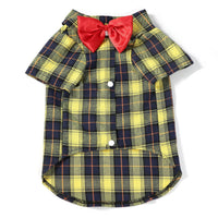 HKM-4163133 Elegant Plaid Dog Shirt for Small and Medium-Sized Dogs with Bow Tie Options