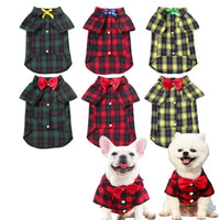 HKM-4163133 Elegant Plaid Dog Shirt for Small and Medium-Sized Dogs with Bow Tie Options
