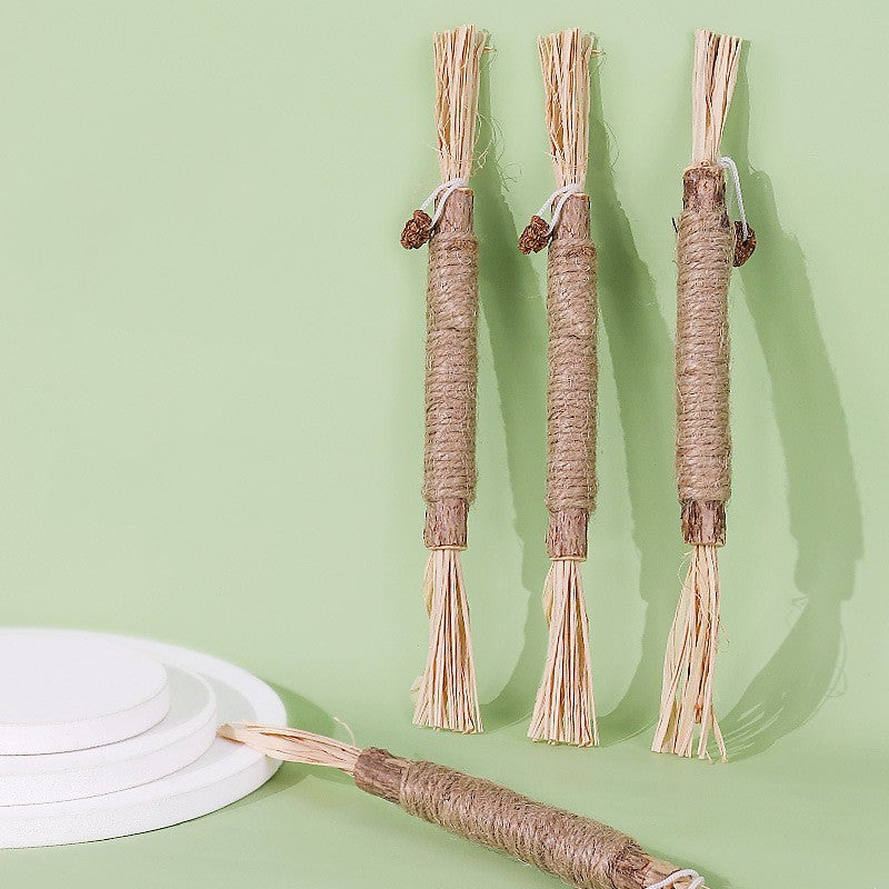 HKM-416339 Wooden Polygonum Molar Stick Cat Toy Tooth Cleaning Kitten Bite-resistant Catnip Teasing Snacks