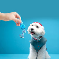 HKM-4164029 Durable Dog Chew Toy with Rope for Teeth Cleaning and Oral Health Protection - Blue