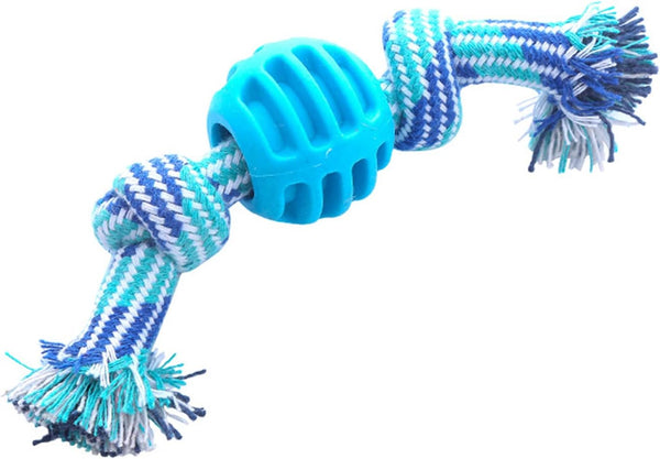 HKM-4164029 Durable Dog Chew Toy with Rope for Teeth Cleaning and Oral Health Protection - Blue
