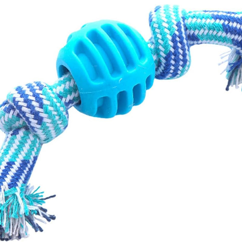HKM-4164029 Durable Dog Chew Toy with Rope for Teeth Cleaning and Oral Health Protection - Blue
