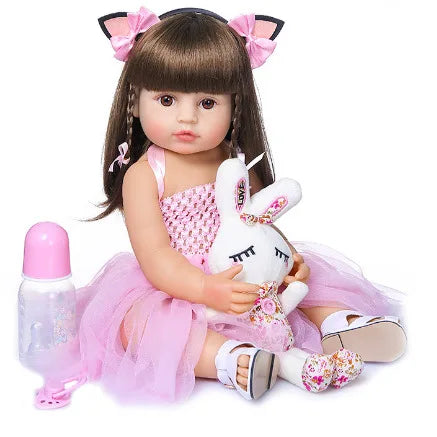 HKM-416403 Lifelike Silicone Reborn Baby Doll - 45 cm Realistic Full Body Toy for Children