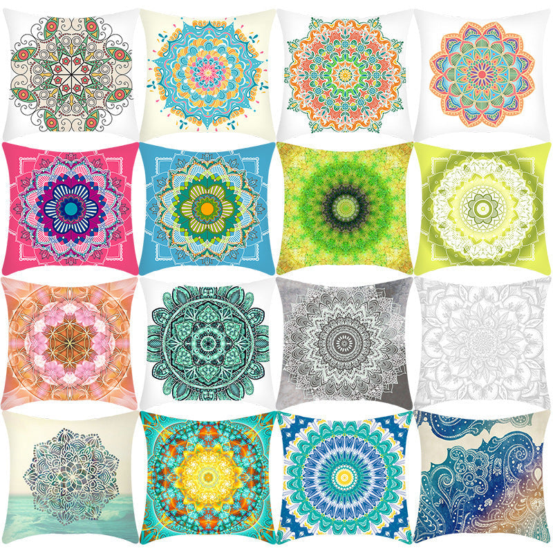 HKM-416403 Mandala Ethnic Print Single-Sided Bolster Cushion - 45x45cm, Various Colors