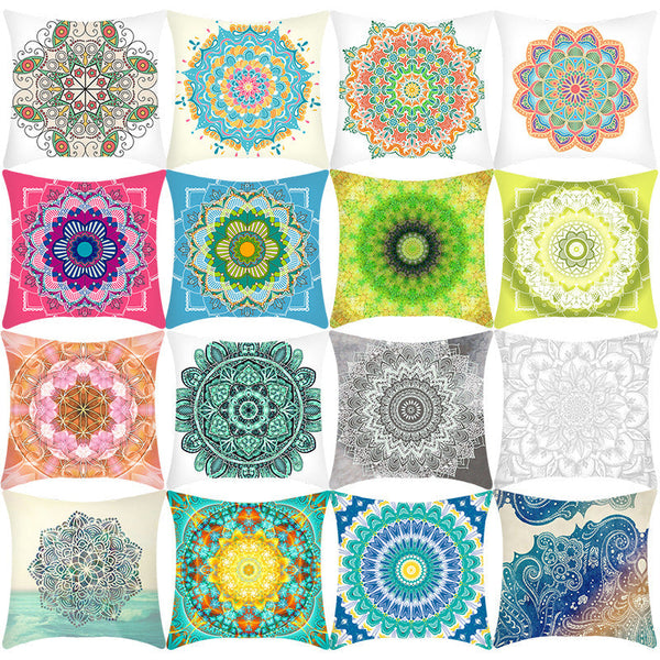 HKM-416403 Mandala Ethnic Print Single-Sided Bolster Cushion - 45x45cm, Various Colors