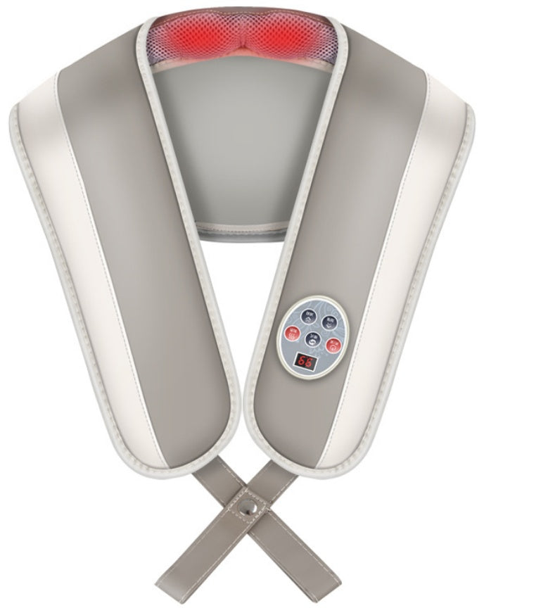 HKM-416467 Heating Neck and Shoulder Massager with Throbbing Massage Function - Eco-Friendly PU Leather, 48W Power