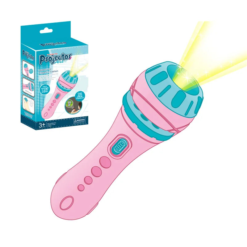 HKM-416531 Educational Projection Flashlight Toy for Kids, Drawing Projector with Battery, Ages 2-4