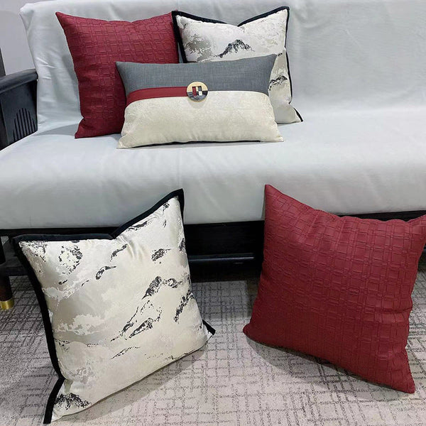 HKM-416531 Elegant Jacquard Woven Leather Pillowcase - Available in Square and Rectangular Sizes