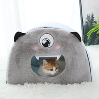 HKM-4166589 Round Detachable Plush Cat Nest - Cute Cartoon Design for Comfortable Pet Resting