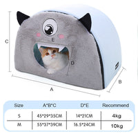 HKM-4166589 Round Detachable Plush Cat Nest - Cute Cartoon Design for Comfortable Pet Resting