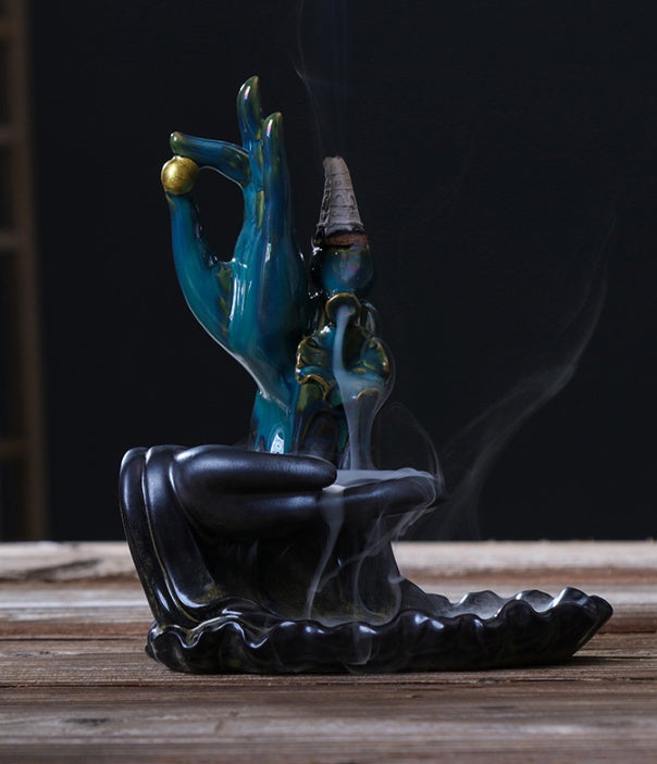 HKM-416659 Bergamot Lotus Backflow Incense Burner - Dual-Use for Home and Office Decoration