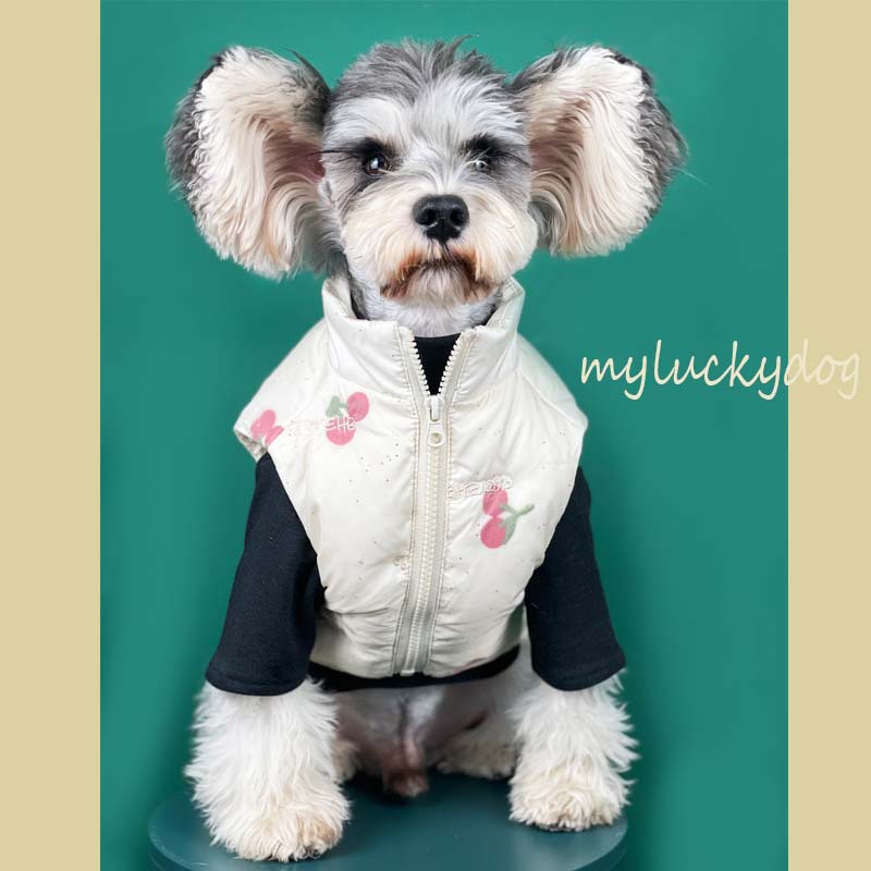 HKM-4167101 Warm Cherry Vest for Dogs - Polyester Fashion Dog Clothes for Autumn and Winter