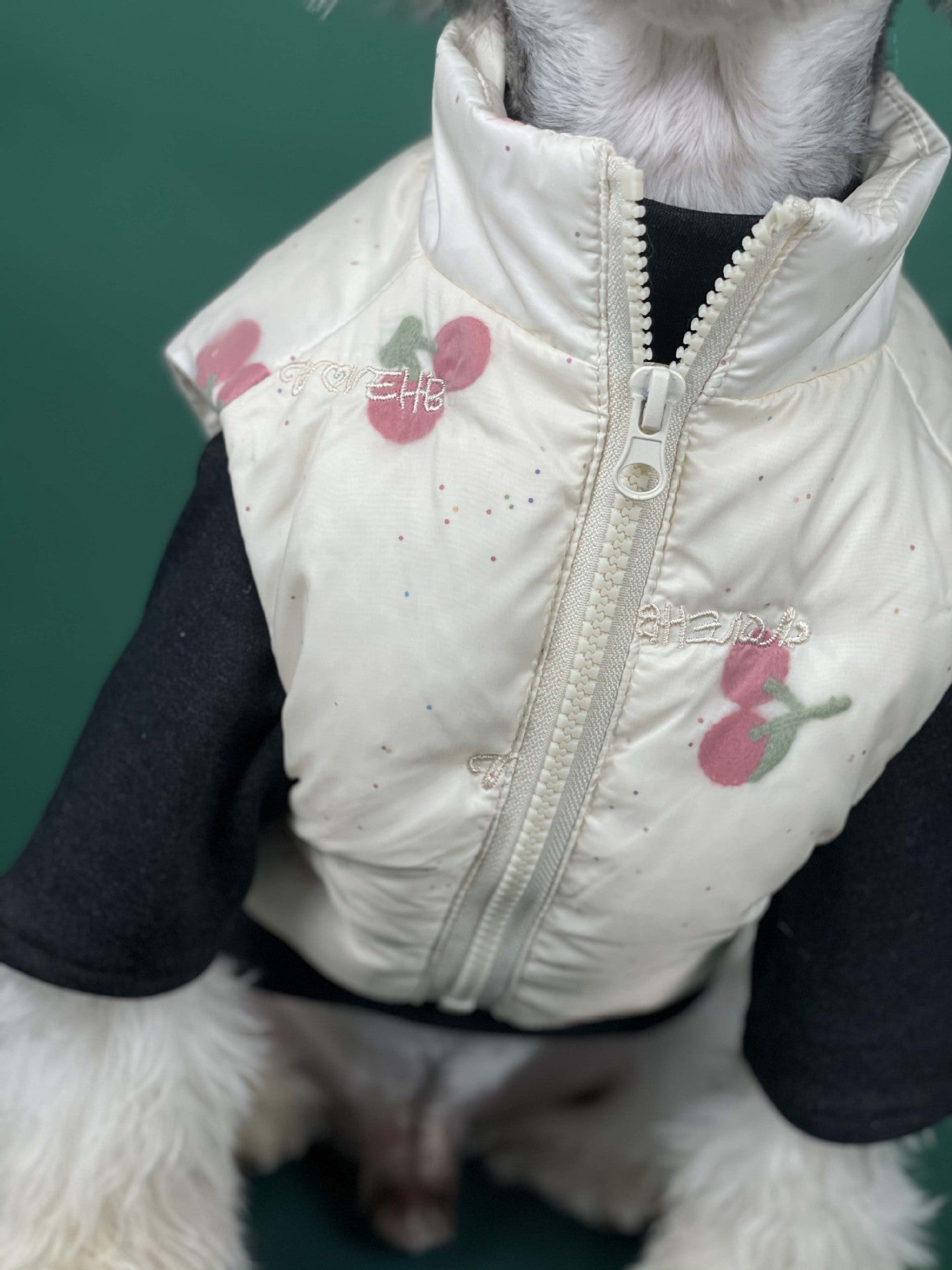 HKM-4167101 Warm Cherry Vest for Dogs - Polyester Fashion Dog Clothes for Autumn and Winter