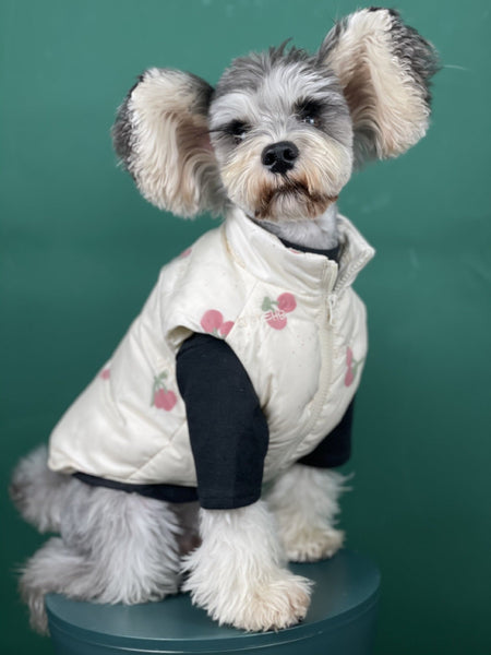 HKM-4167101 Warm Cherry Vest for Dogs - Polyester Fashion Dog Clothes for Autumn and Winter